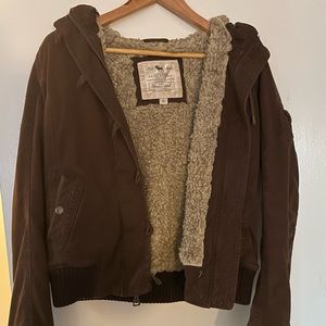 Abercrombie  Brown with lining bomber jacket with hood